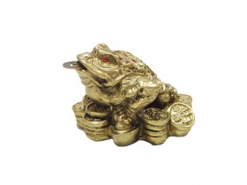 Χρυσός Βάτραχος Πλούτου σε νομίσματα 8x7cm